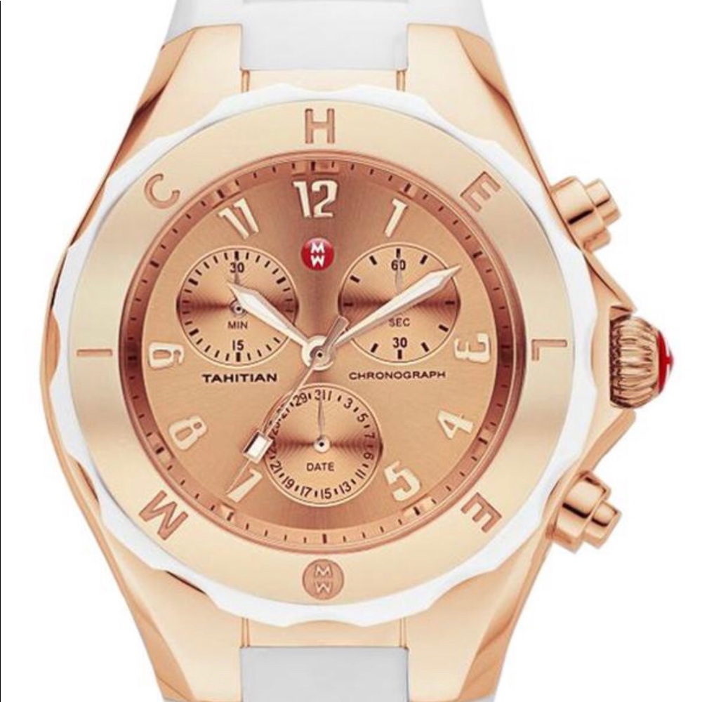 Michele Tahitian Jelly Bean Rose Gold Deco Watch